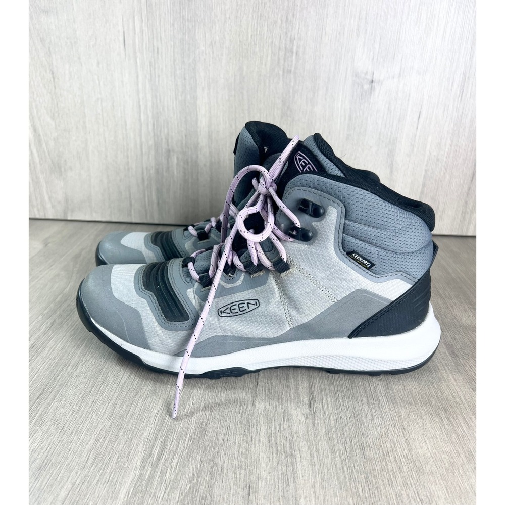 KEEN NXIS EVO Mid Waterproof Hiking Boots Grey Lavender Womens 9 1024847